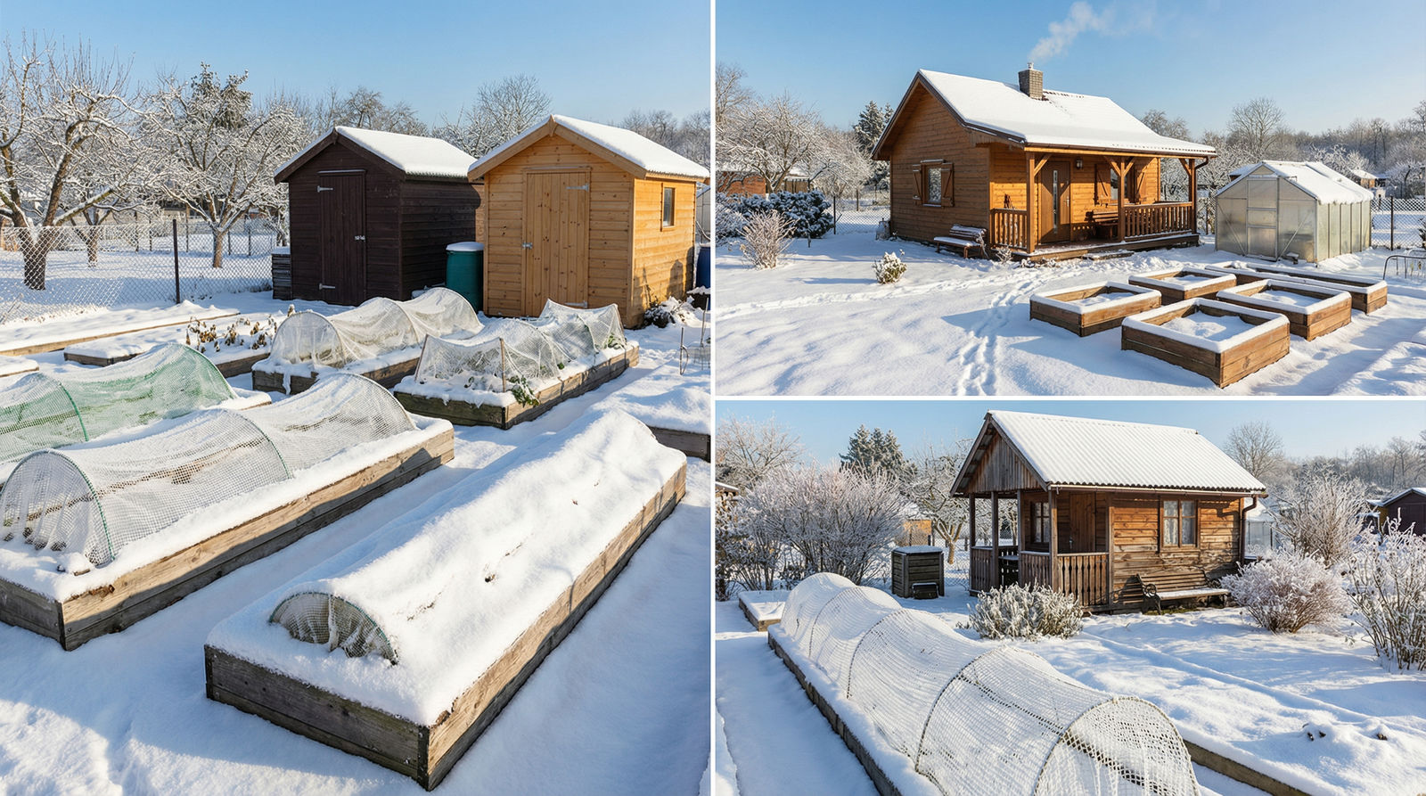 Działka i ogród warzywny w zimie